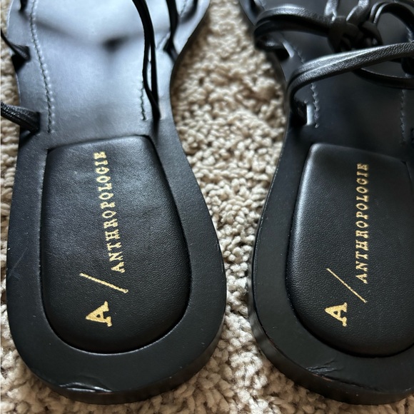 Anthropologie Sz 9 NWOB black leather lace up gladiator sandals - Picture 3 of 6